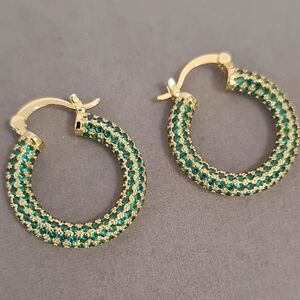Emeralds Gold Filled Hoop Earrings